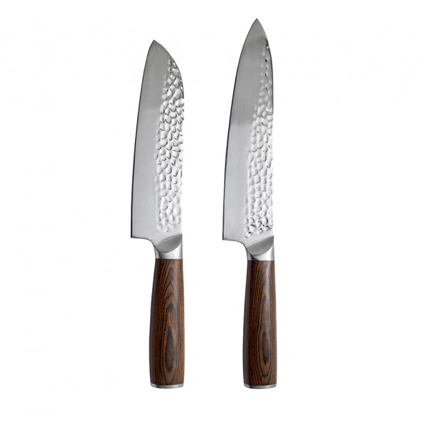 Coffret 2 couteaux japonais lame martelée7762