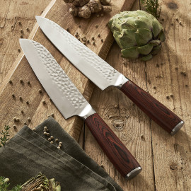 Coffret 2 couteaux japonais lame martelée