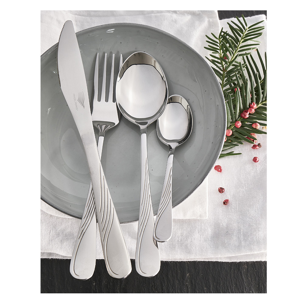 Ménagère 24 Pièces Pradel Essentiel - Couverts Inox 18/0 Style Paille (Taupe)
