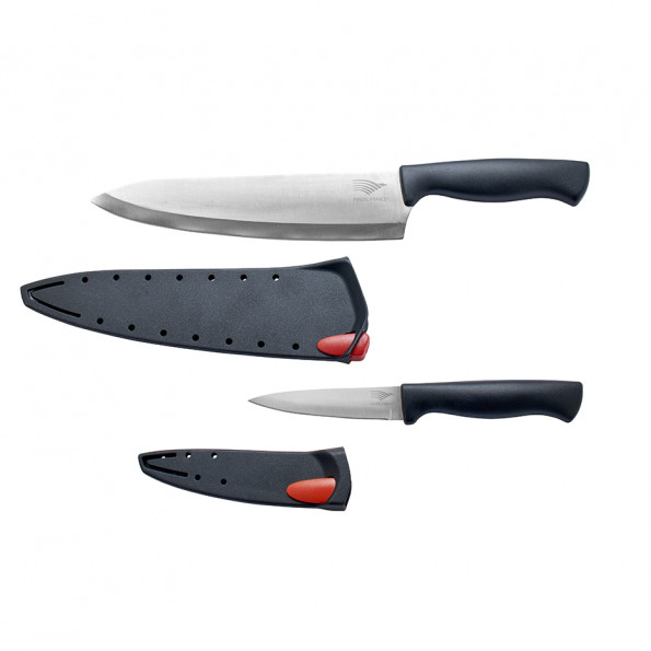 Lot de 2 couteaux avec fourreau aiguiseur