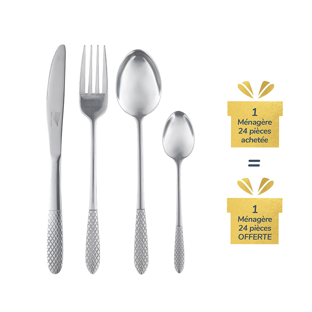 Ménagère 24 pièces "ABONDANCE" + 24 pièces offertes
