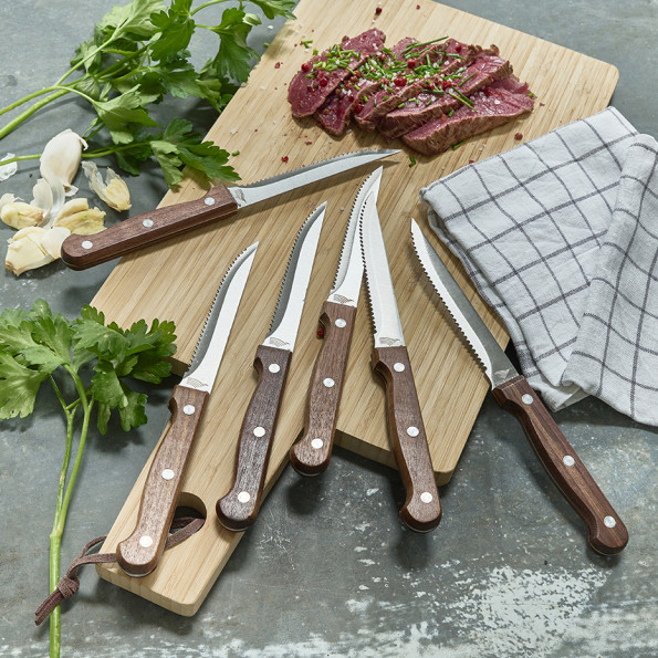Set de 6 couteaux à steak bois de noyer7972