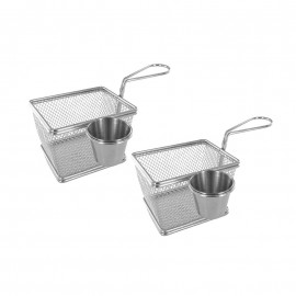 Lot de 2 paniers à frites individuels en inox