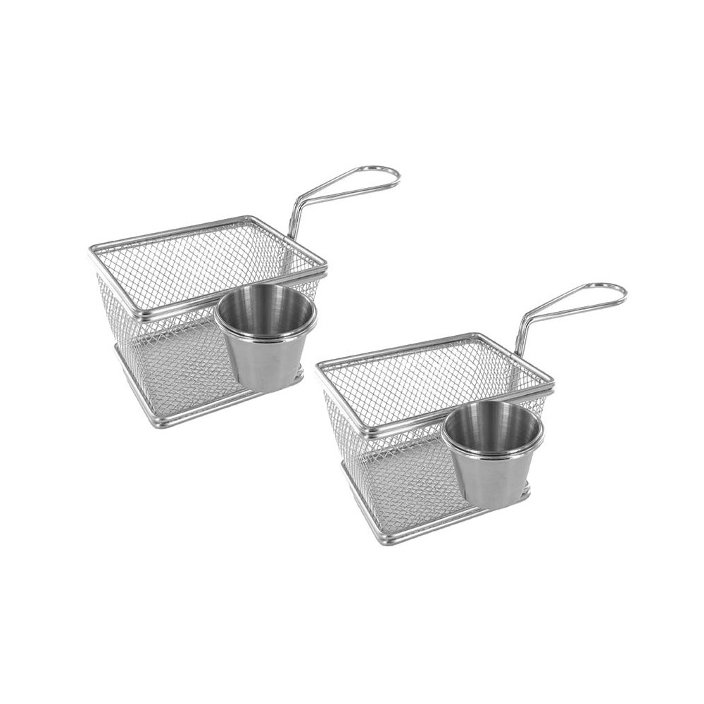 Lot de 2 paniers à frites individuels en inox