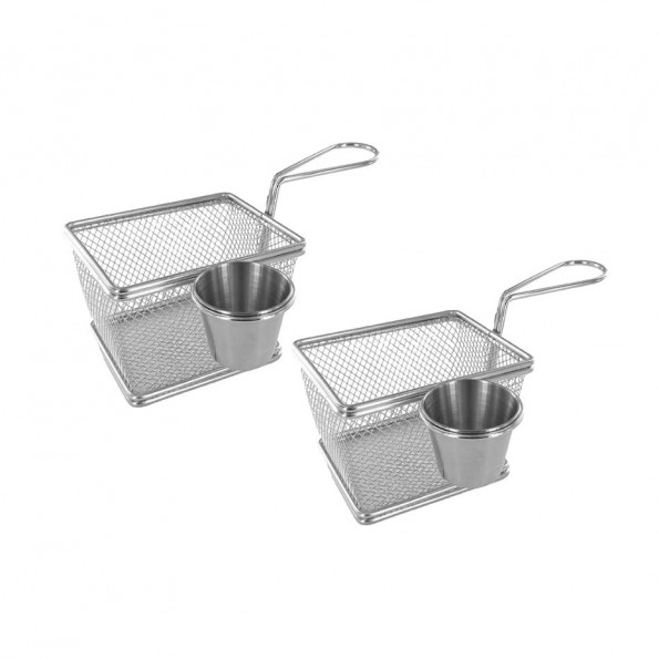 Lot de 2 paniers à frites individuels en inox8037