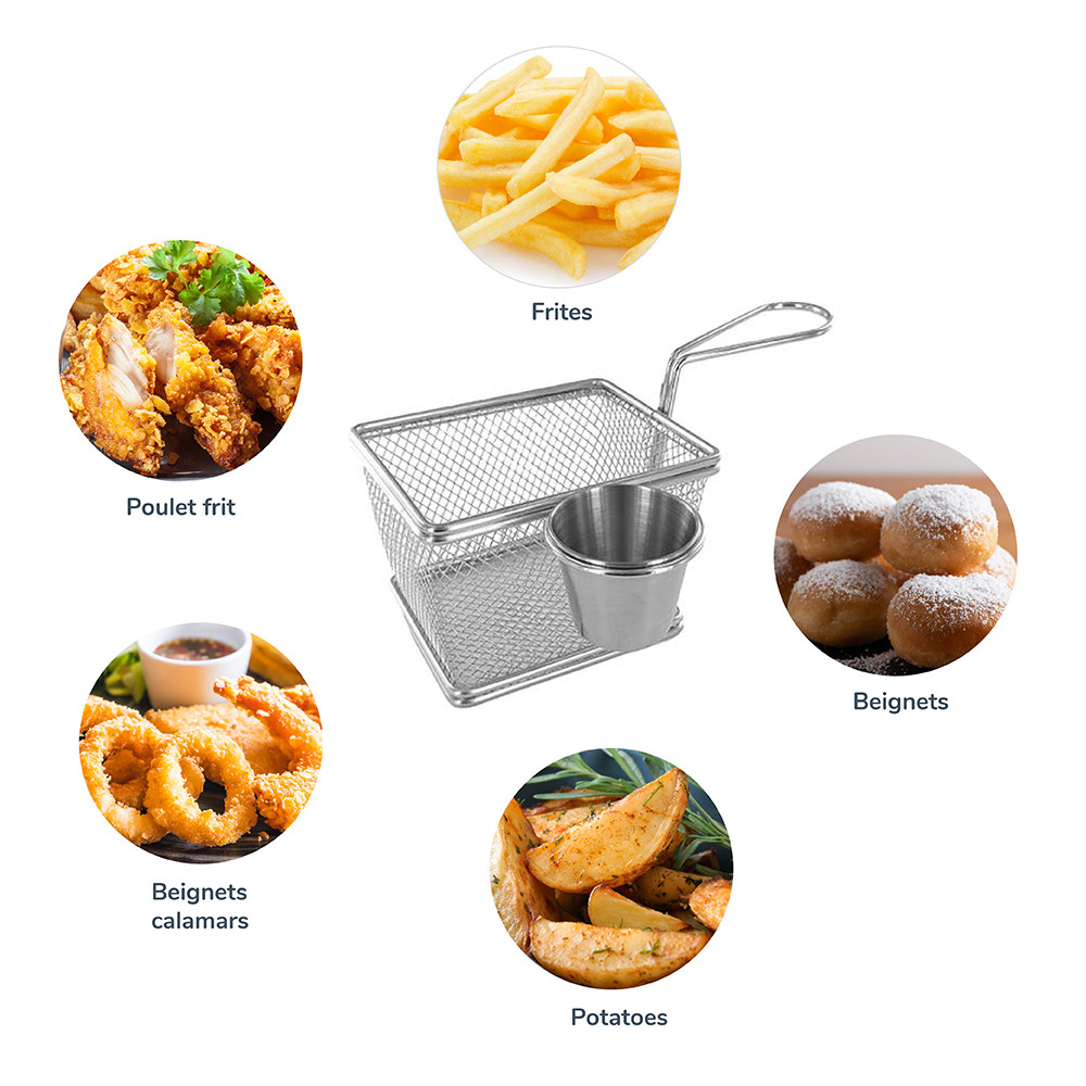 Lot de 2 paniers à frites individuels en inox
