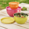Lot de 3 saladiers inox multicolores avec couvercles8670 Lot de 3 saladiers inox multicolores avec couvercles8670