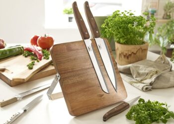 Pradel excellence planche en bois avec 5 couteaux de cuisine, un