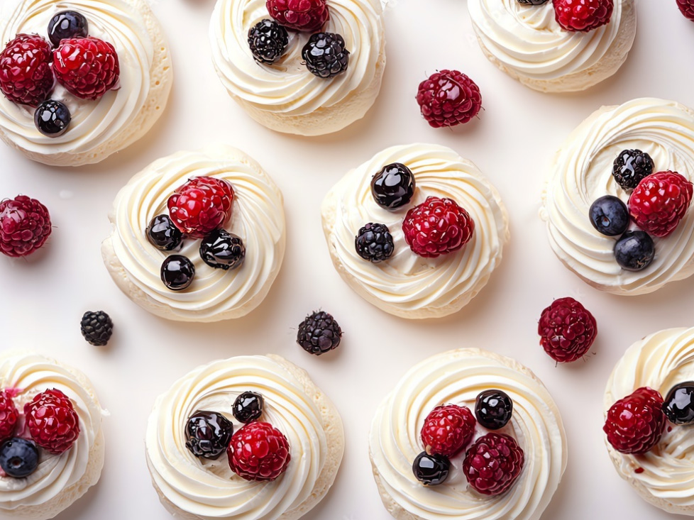 Les ingrédients pour des pavlovas aux fruits rouges