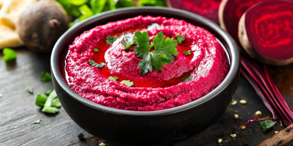 Les ingrédients pour un houmous à la betterave