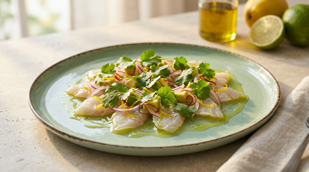 Les ingrédients pour le Ceviche de dorade
