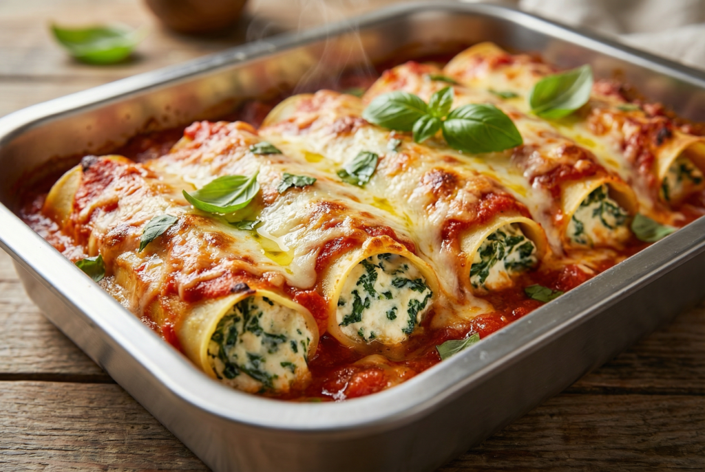 Les ingrédients pour des cannelloni ricotta, épinards et tomates