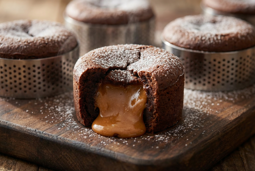 Les ingrédients pour des fondants chocolat et caramel