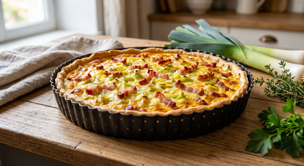 Quiche poireaux lardons