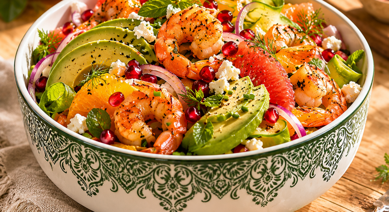 Salade fraîcheur crevettes et agrumes