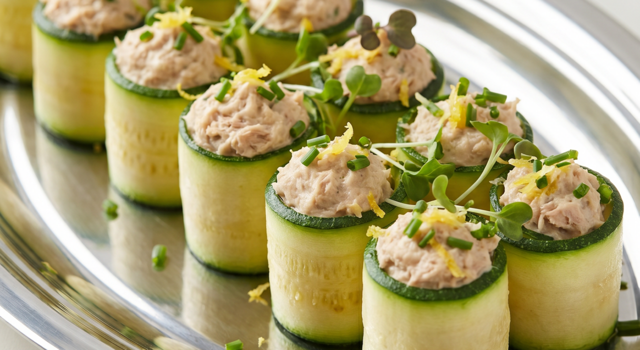Roulés de concombre farcis au thon