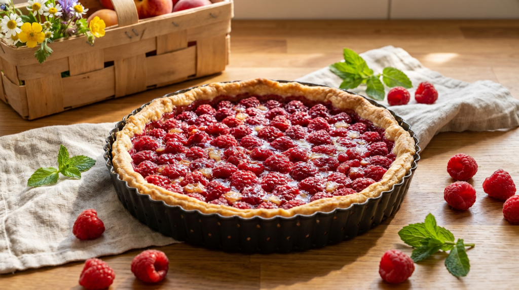 Les ingrédients pour une tarte à la framboise
