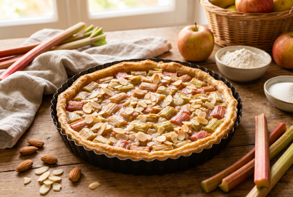 Les ingrédients pour la tarte à la rhubarbe