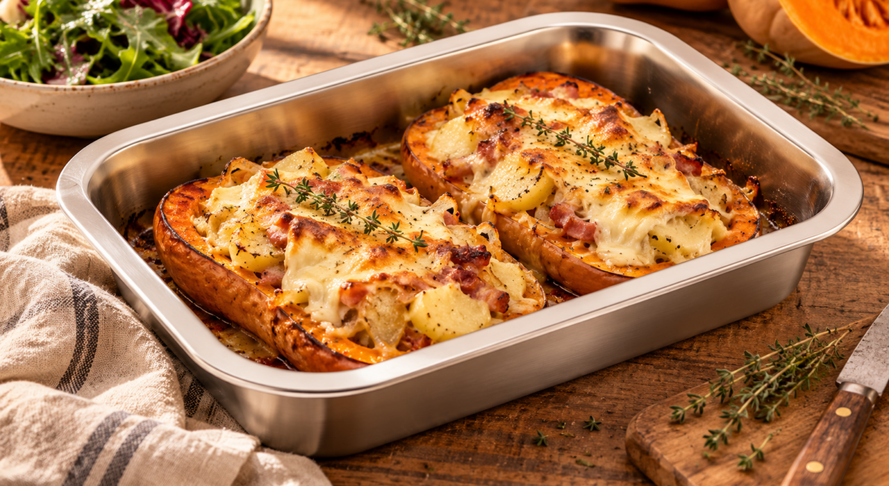 Courge farcie façon tartiflette