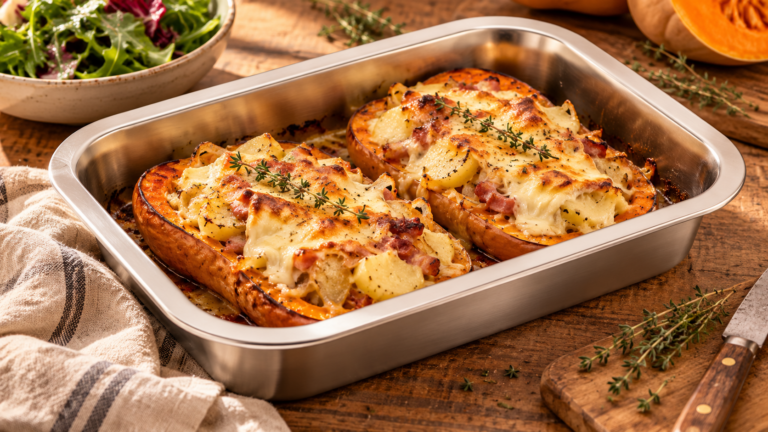 Courge farcie façon tartiflette